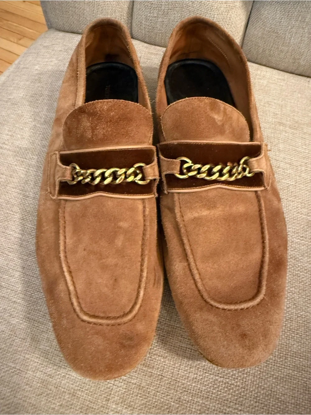 Tom Ford Wilton Tan Suede Chain-Detail Loafers Size 12 see pics for cond!
